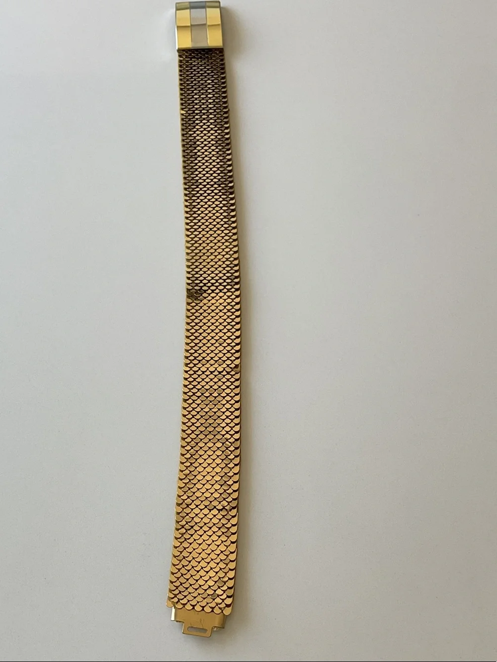 Vintage Fish Scale Stretch Belt Gold Mesh Belt with Metallic Accent unisex